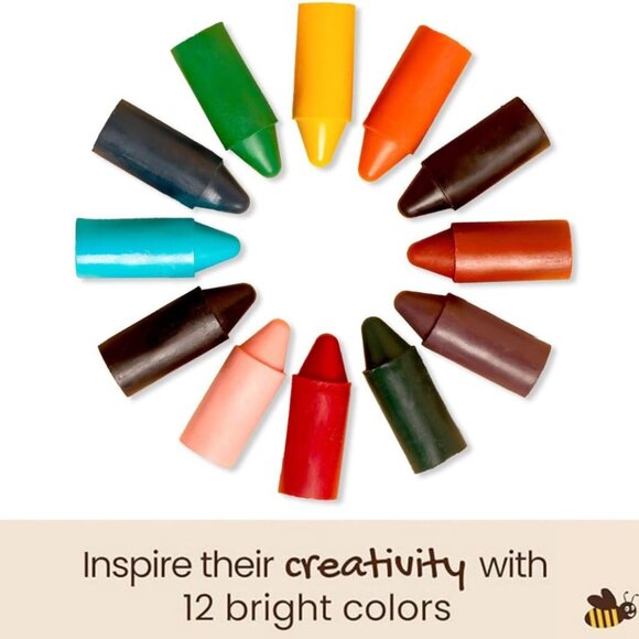Vibrant Eco-Friendly Beeswax Crayons for Toddlers - Safe, Non-Toxic, 12 Colors - Picture 6 of 7